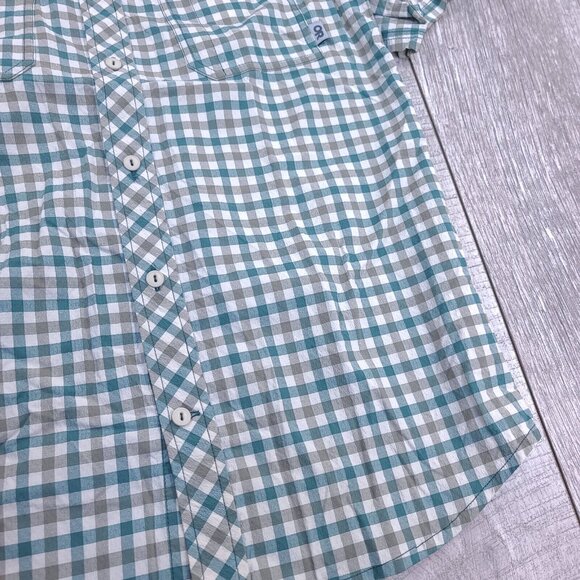 Outdoor Research Shirt Mens Small Wanderer Green Check Performance Hiking Top - Picture 3 of 7